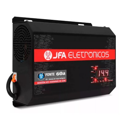 Fonte carregadora 60A 3000W SCI JFA Carregador Bateria Bivolt Display LED Voltímetro Amperímetro
